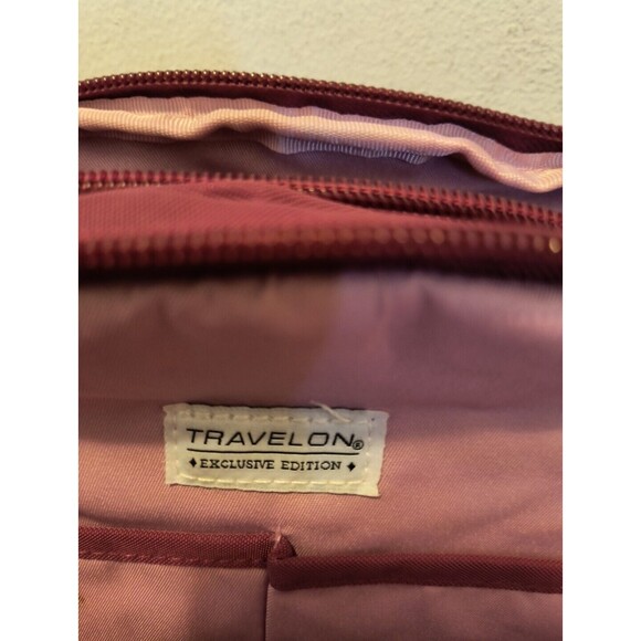 Travelon Women's Anti-Theft Small Crossbody Bag Burgundy Red - Picture 7 of 8